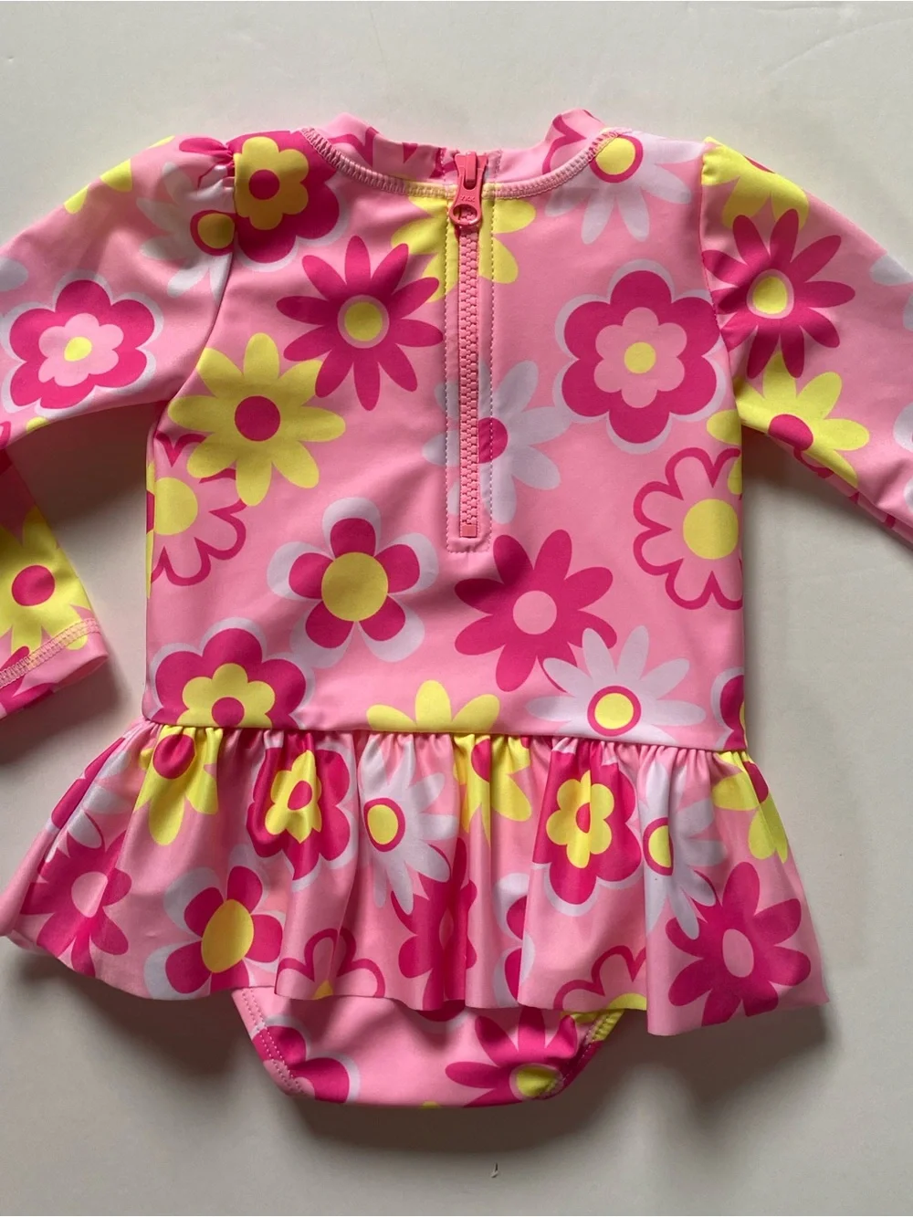 Baby Girl’s Rashguard Swimsuit Size 12 months Pink Floral One Piece Sol Borne